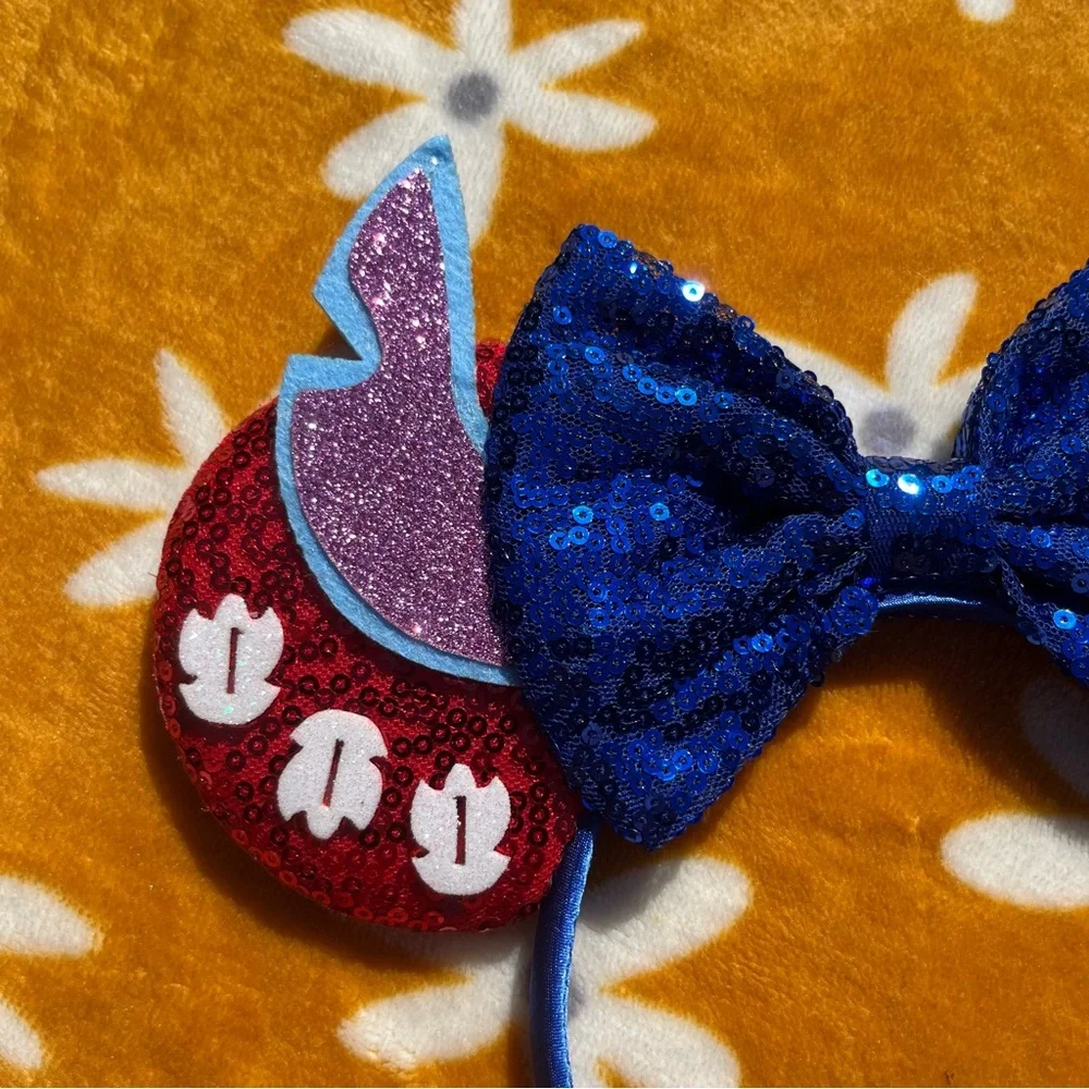 NEW NIP Lilo & Stitch Themed Sequined Disney Mickey Mouse Ears Headband Accesory